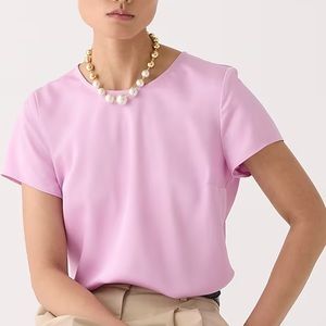 NWT J. Crew Short sleeve button back top shirt everyday crepe sweet hibiscus XL